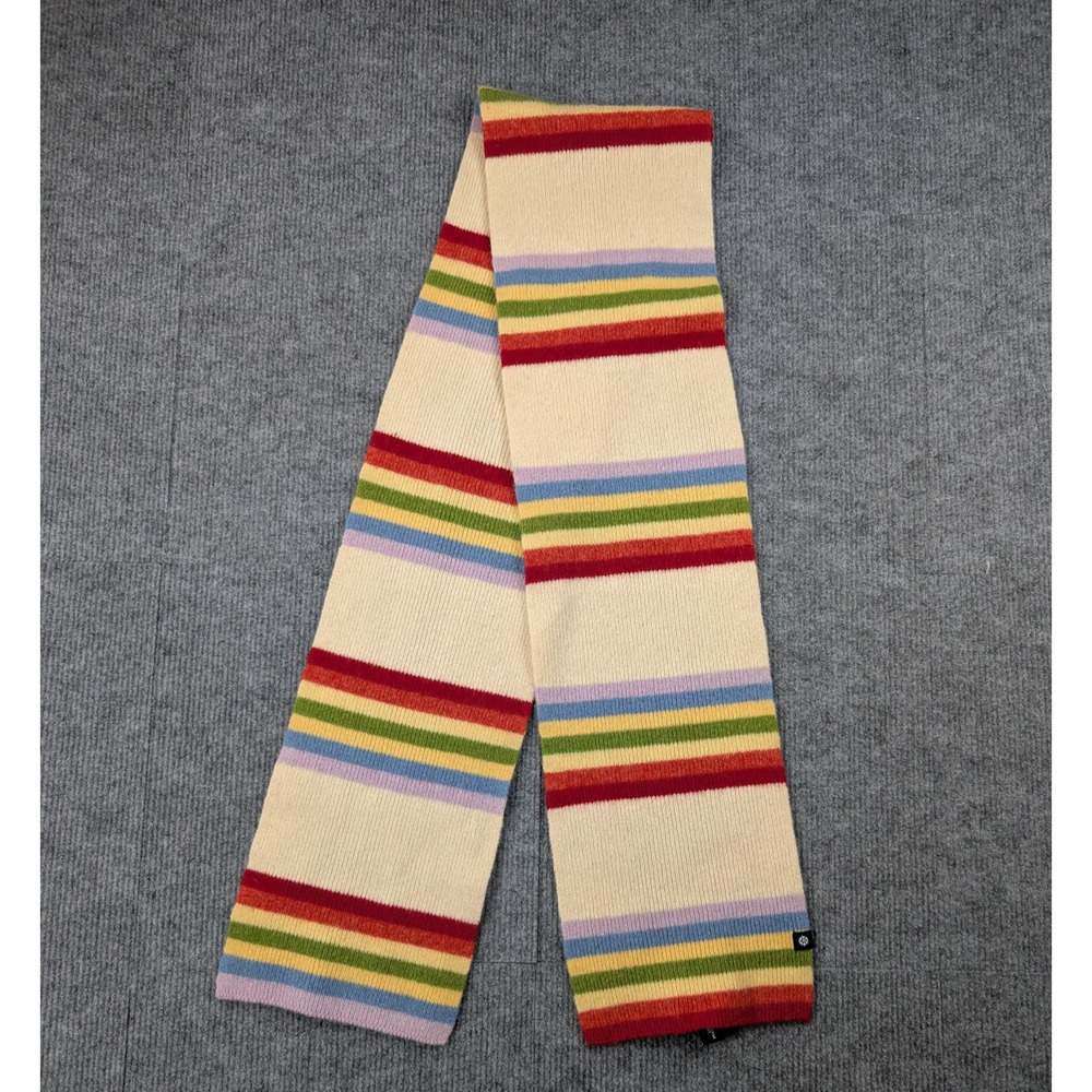 Gap Lambswool Scarf Rectangle 30x7 Rainbow Multicolor Vintage Y2K Kidcore Stripe